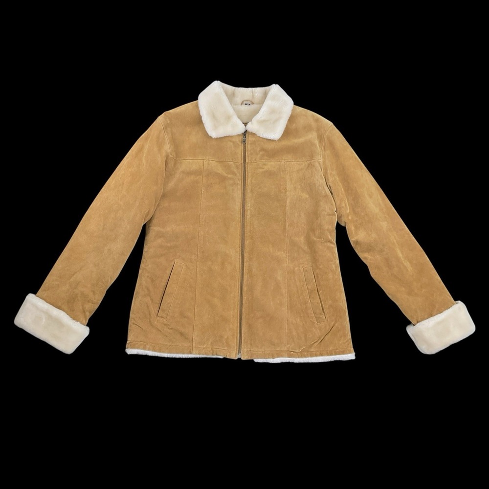 Adler Jacket Mens Small Brown Suede Leather Shearling‎ Long Sleeve Full Zip VTG